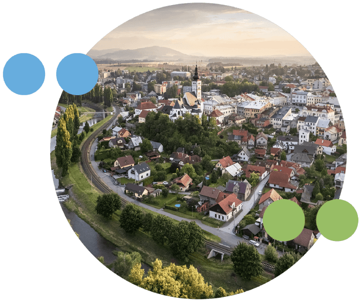 Letecký pohled na město Příbor